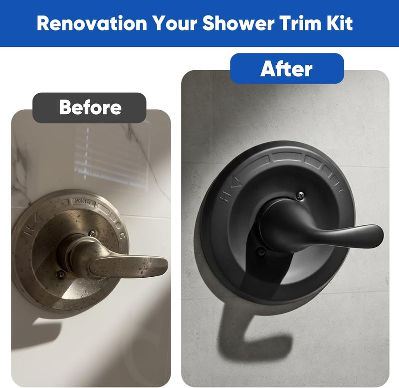 chufa Universal Shower Trim Kit for Delta 13/14 Series, Matte Black Metal Handle & Cover Plate, Fits R10000-UNBX/UNBXHF/UNWS/UNWSHF, Cartridge Included, Easy DIY Install (Valve Body Not Included) - Image 5